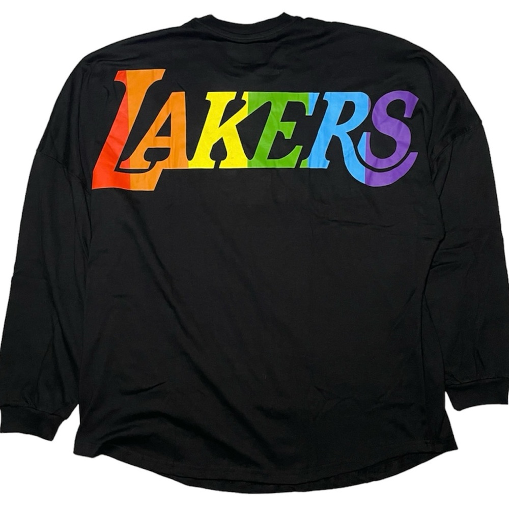 LAKERS LGBTQ Spirit Jersey Mens XL Black Long Sleeve T Shirt Rainbow Pride Night